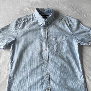 Tommy Hilfiger Blue and White Striped Casual Shirt